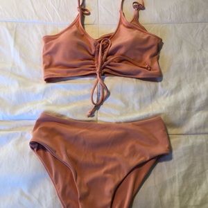 Salmon High Waisted Cheeky Bikini